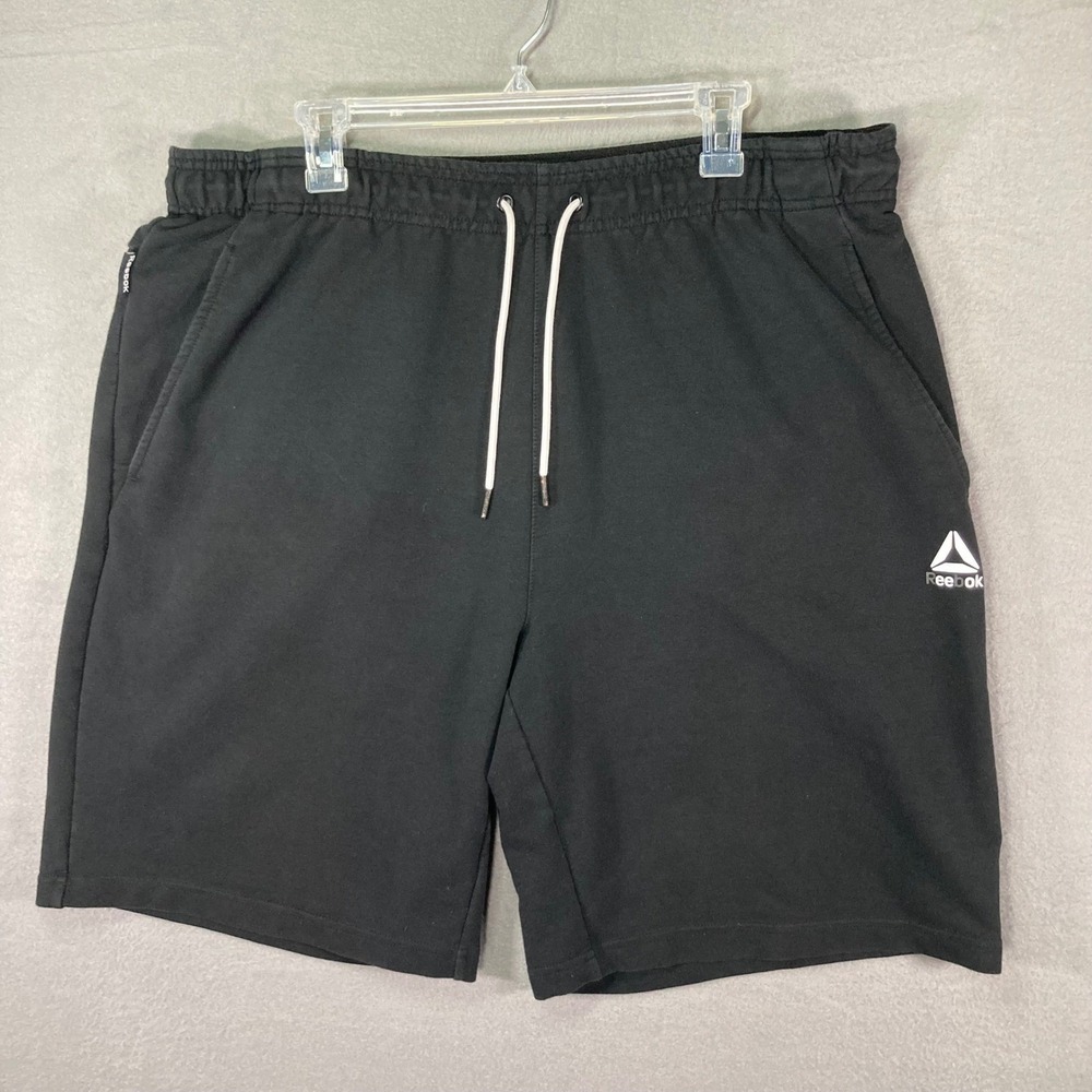 Reebok Mens Black Athletic Shorts Training‎ Gym Workout Drawstring XL/TG